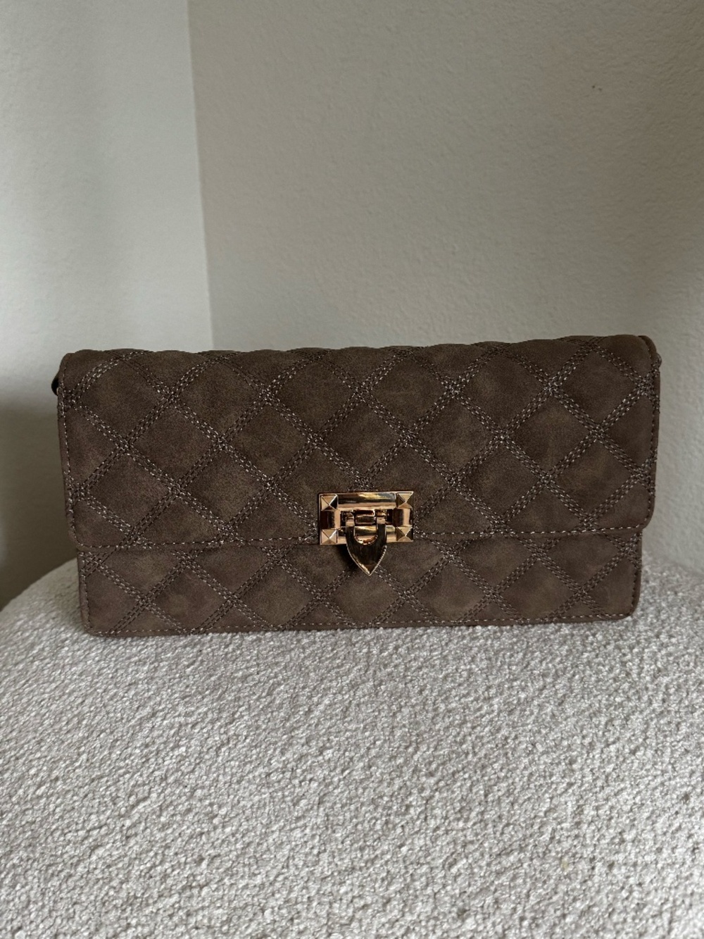 K&G Fashion Quilted Suede Mini Crossbody Bag